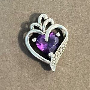 Amethyst & Sterling 925 Silver Heart Pendant